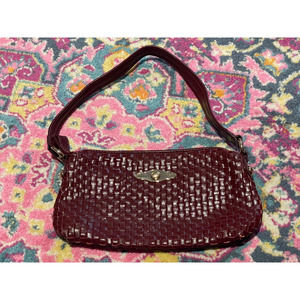 Elliott Lucca Maroon Woven Cow Leather Shoulder Bag Purse Handbag